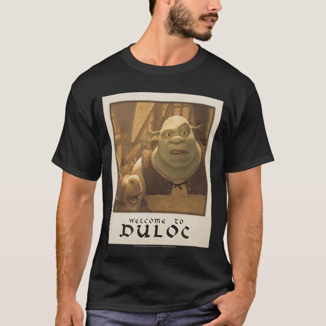 Shrek Welcome to Duloc Shrek and Donkey Polaroid f T-Shirt (Front)