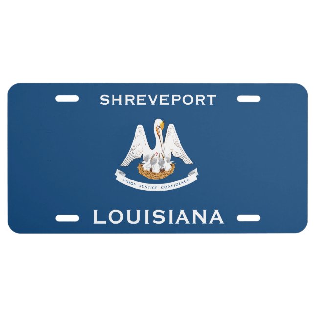 Shreveport Louisiana Coat Of Arms Flag License Plate (Front)