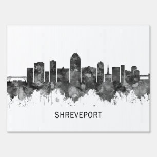 Shreveport Louisiana Skyline BW Sign