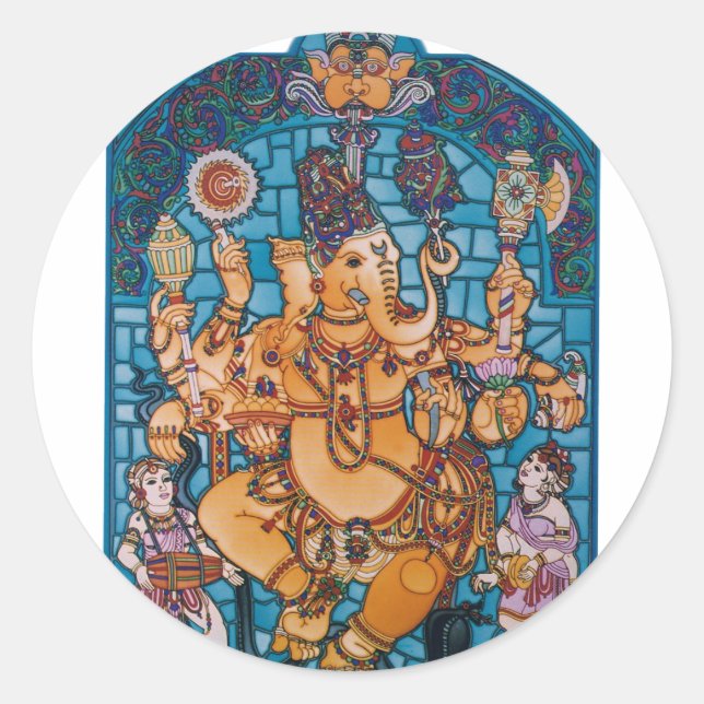 Shri Ganesh Classic Round Sticker (Front)