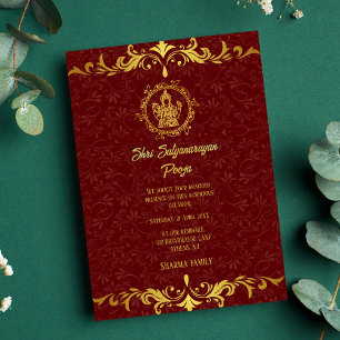 Shri Satyanarayan Pooja Hindu Indian Royal Invitation