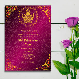 Shri Satyanarayan Pooja Hindu Invitation