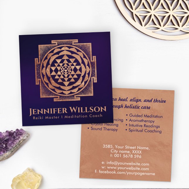 Shri Yantra - Sri yantra - Shri Chakra - Copper Square Business Card (Creator Uploaded)
