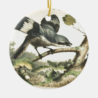 SHRIKE BIRD WITH BUG CERAMIC ORNAMENT