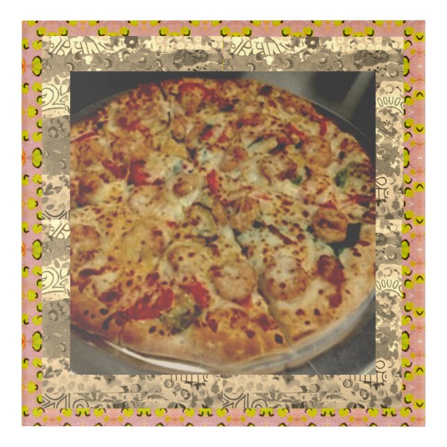 Shrimp Alfredo Pizza Acrylic Wall Art (Front)