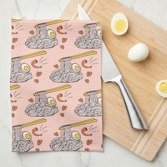 Shrimp and Egg Noodle Kitchen Towel (Quarter Fold)