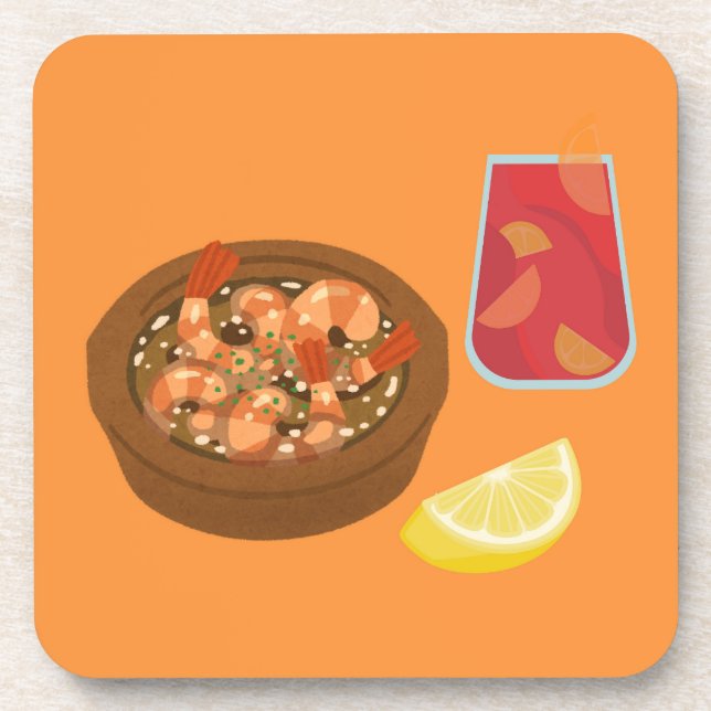 Shrimp and Sangria Beverage Coaster (Front)