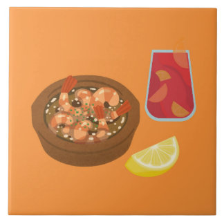  Shrimp and Sangria Ceramic Tile