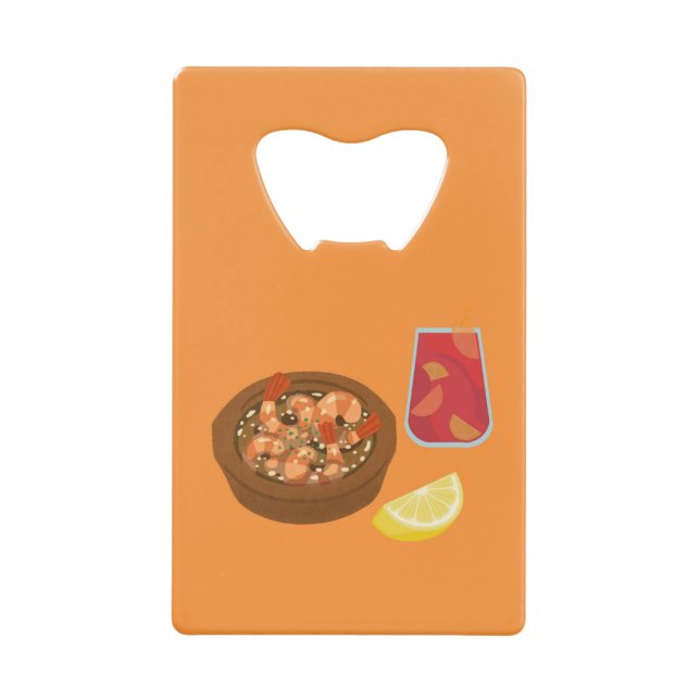 Shrimp and Sangria Credit Card Bottle Opener (Front)