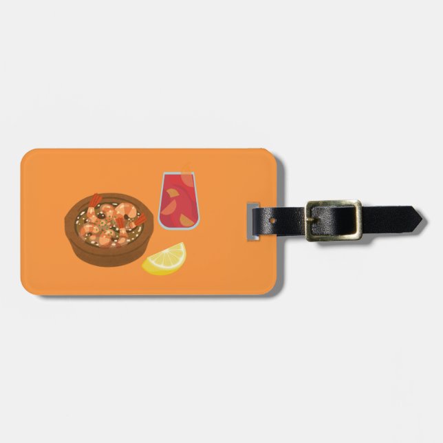  Shrimp and Sangria Luggage Tag (Front Horizontal)