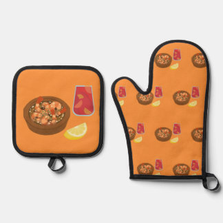 Shrimp and Sangria Oven Mitt & Pot Holder Set