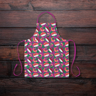 Shrimp and sushi magenta apron