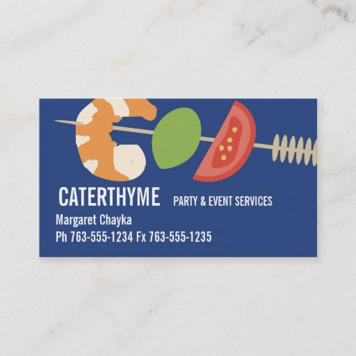 Customizable Shrimp appetizer kebab catering business cards
