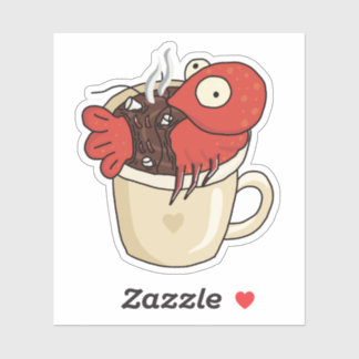 Shrimp Bathing in Mug of Hot Chocolate Sticker