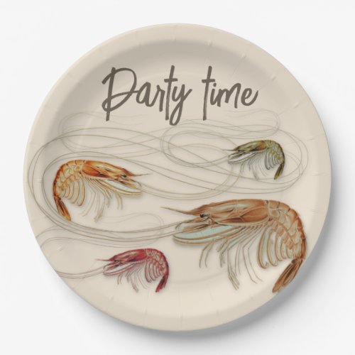 Shrimp Birthday Custom Text Seafood Party Paper Plates