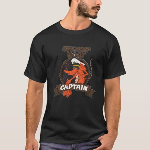 Shrimp Boat Captain Cute Retro Seafood Cartoon Pra T_Shirt