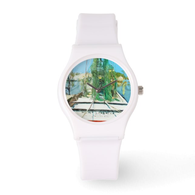 Shrimp Boat Docked Abstract Impressionism Watch (Front)