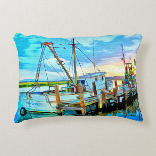 Shrimp Boat Fleet Accent Pillow