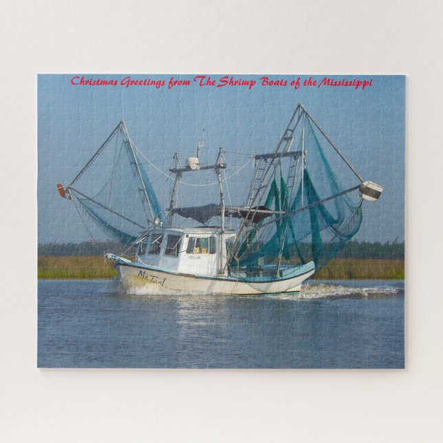 Shrimp Boat  Mississippi. Christmas Greetings Jigs Jigsaw Puzzle (Horizontal)