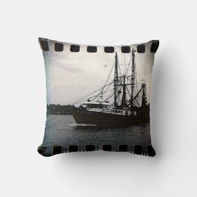 shrimp boat throw pillow (Front)