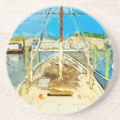 Shrimp Boat Under Repair Abstract Impressionism Drink Coaster