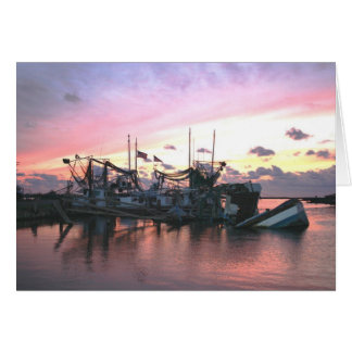 Shrimp Boats at Sunset Cards