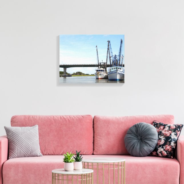 Shrimp boats moored canvas print (Insitu(LivingRoom))