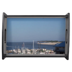 Shrimp Boats Waiting Wooden Tray
