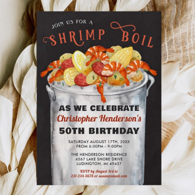 Shrimp Boil Birthday Invitation (Low Country Boil Invitation, Shrimp Boil Invitations, Seafood Boil Invitation, Birthday Invite)