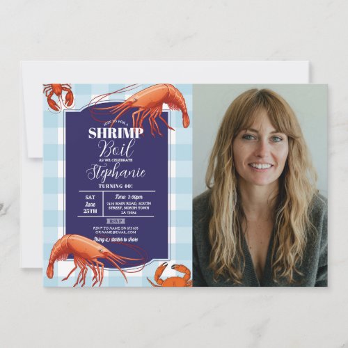 Shrimp Boil Birthday Party Seafood Crab Photo Invitation