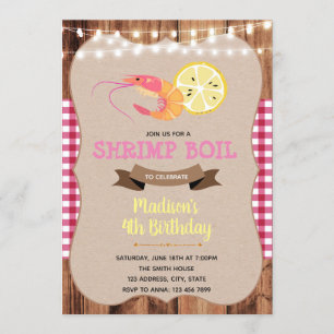 Shrimp boil girl birthday party card