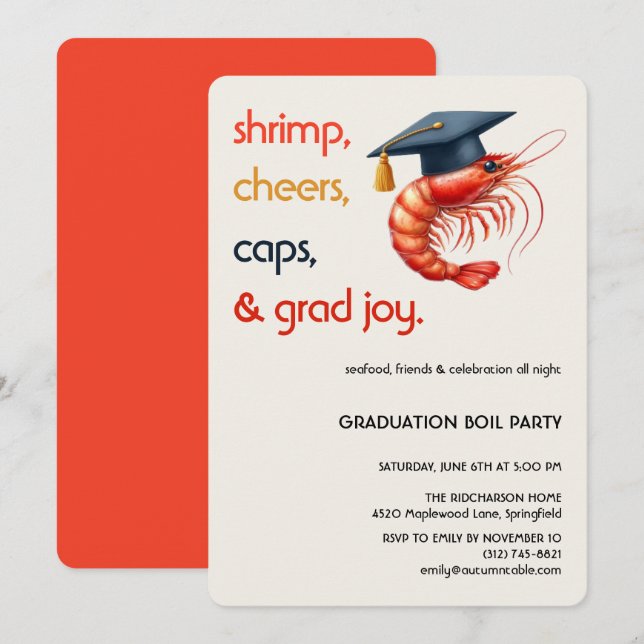 Shrimp Boil Graduation Party Invitation Seafood  (Front/Back)