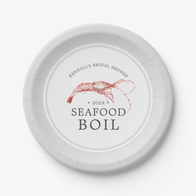 Shrimp Boil | Seafood Boil Themed Bridal Shower Paper Plates (Front)