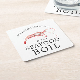 Shrimp Boil Seafood Boil Themed Party Square Paper Coaster