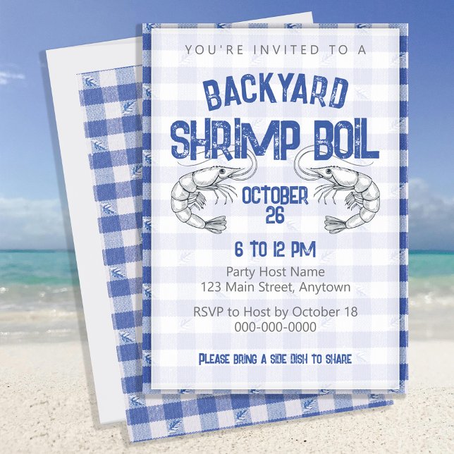 Shrimp Boil Seafood Themed Backyard Dinner Party Invitation (Creator Uploaded)