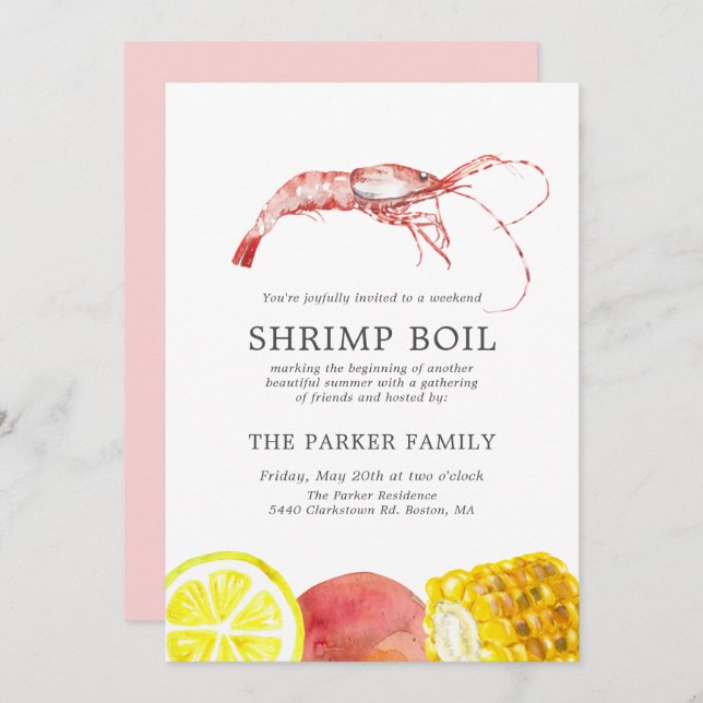 Shrimp Boil | Seafood  Themed Party Invitation (Front/Back)