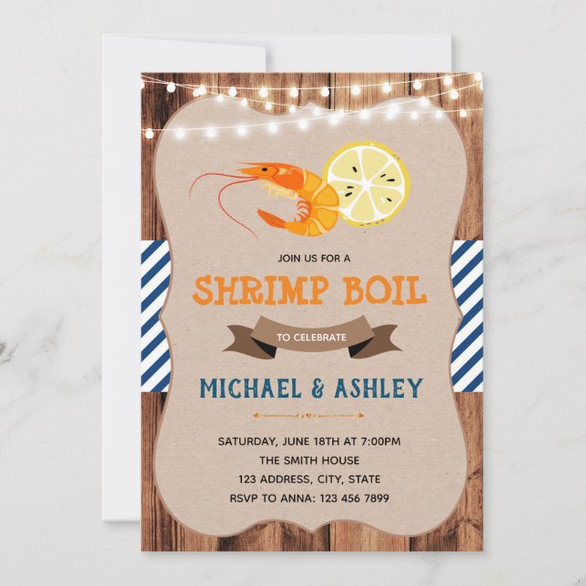 Shrimp boil theme party invitation (Front)