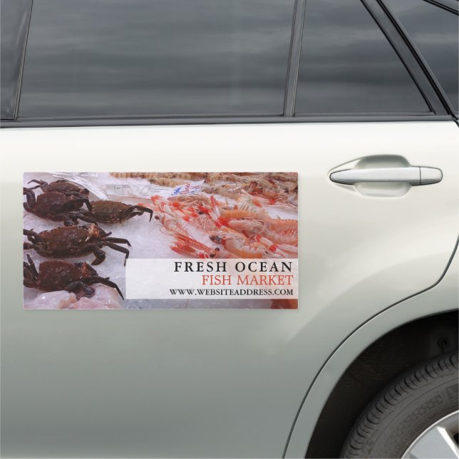 Shrimp Display, Fishmonger/Wife, Fish Market Car Magnet (In Situ)