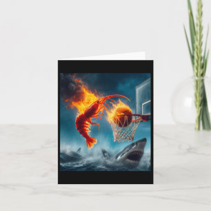 Shrimp Dunking On Shark Funny Fishing Meme Card