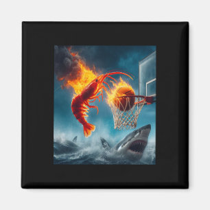 Shrimp Dunking On Shark Funny Fishing Meme  Magnet