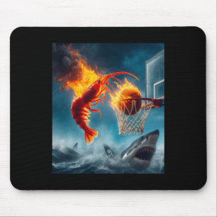 Shrimp Dunking On Shark Funny Fishing Meme Mouse Pad