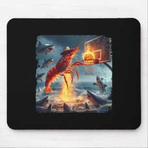 Shrimp Dunking On Shark Funny Fishing Meme Sketll Mouse Pad