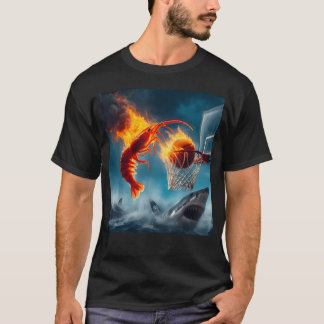 Shrimp Dunking On Shark T-Shirt