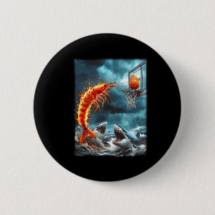 Shrimp Dunking On Sharks Funny Ocean Sketll Meme S Button