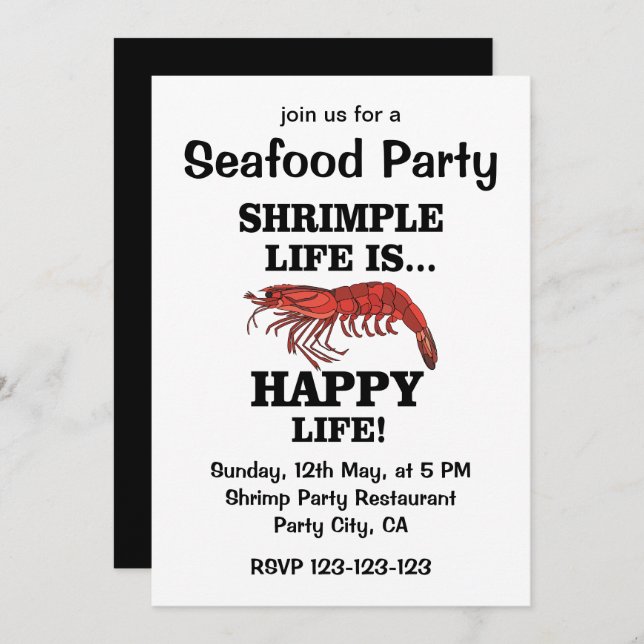 Shrimp Fish Seafood Party Invitation (Front/Back)