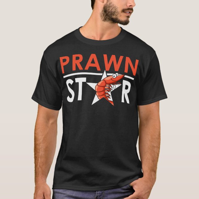 Shrimp Funny Prawn Star Retro Shellfish and Seafoo T-Shirt (Front)