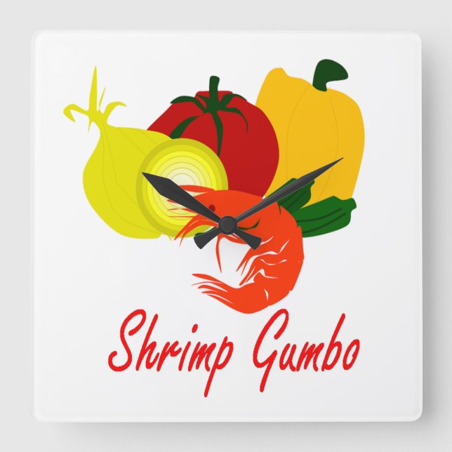 Shrimp Gumbo Square Wall Clock (Front)
