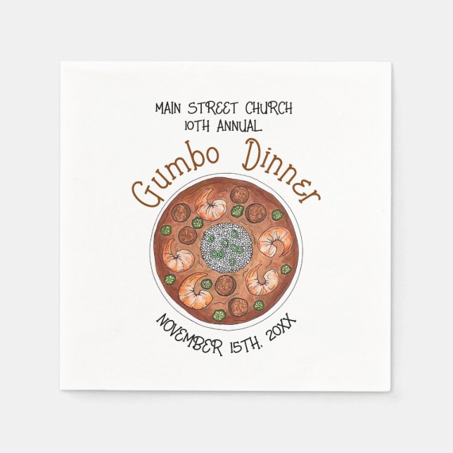Shrimp Gumbo Stew Louisiana LA New Orleans Food Napkins (Front)
