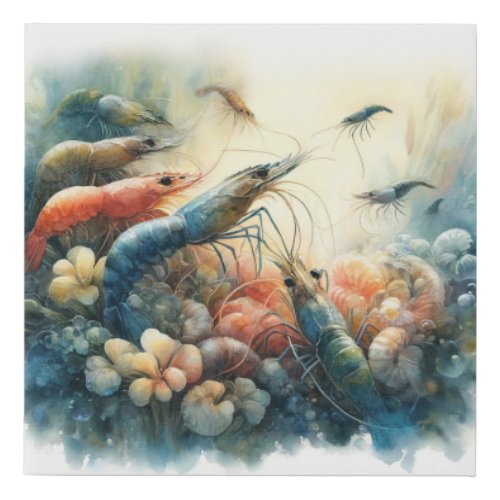 Shrimp Harmony AREF3205 _ Watercolor Faux Canvas Print