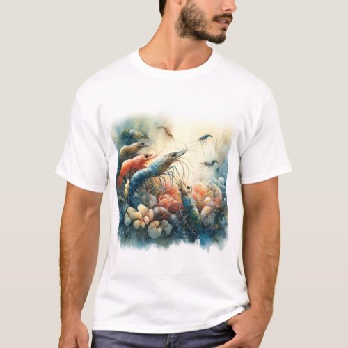 Shrimp Harmony AREF3205 _ Watercolor T_Shirt